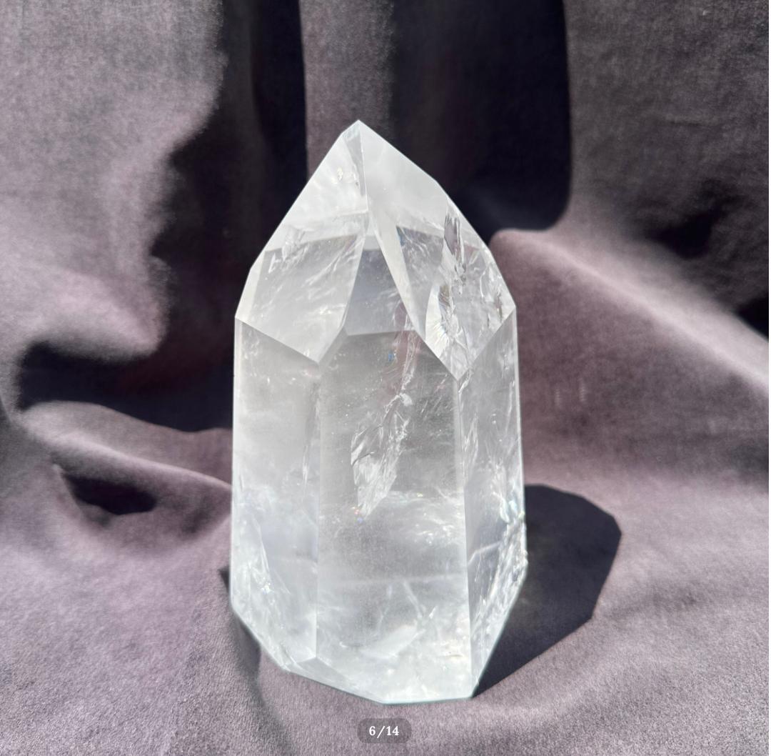 【レムリアン水晶】水晶 ポイント タワー 虹入り ブラジル産