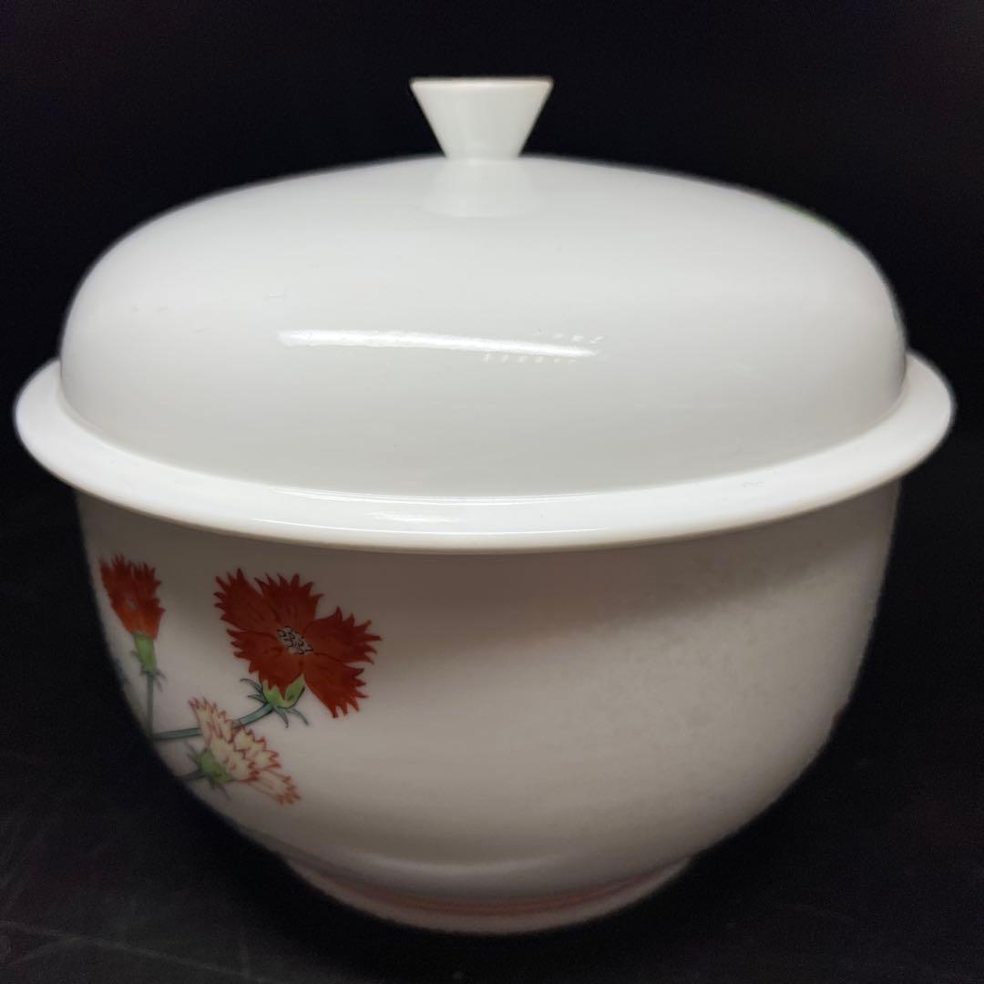 十四代　酒井田柿右衛門　濁手撫子文蓋物　共箱　東Y7-1125☆2Fチヒト