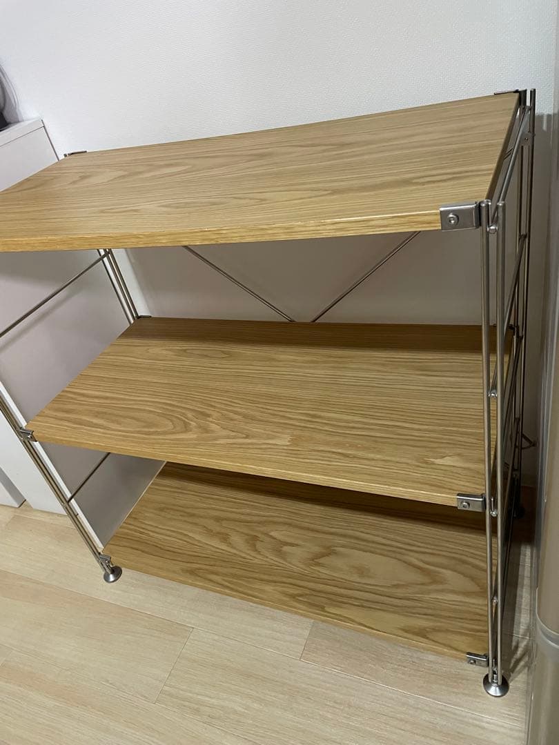 無印⭐︎スチールと木製の3段オープンシェルフ