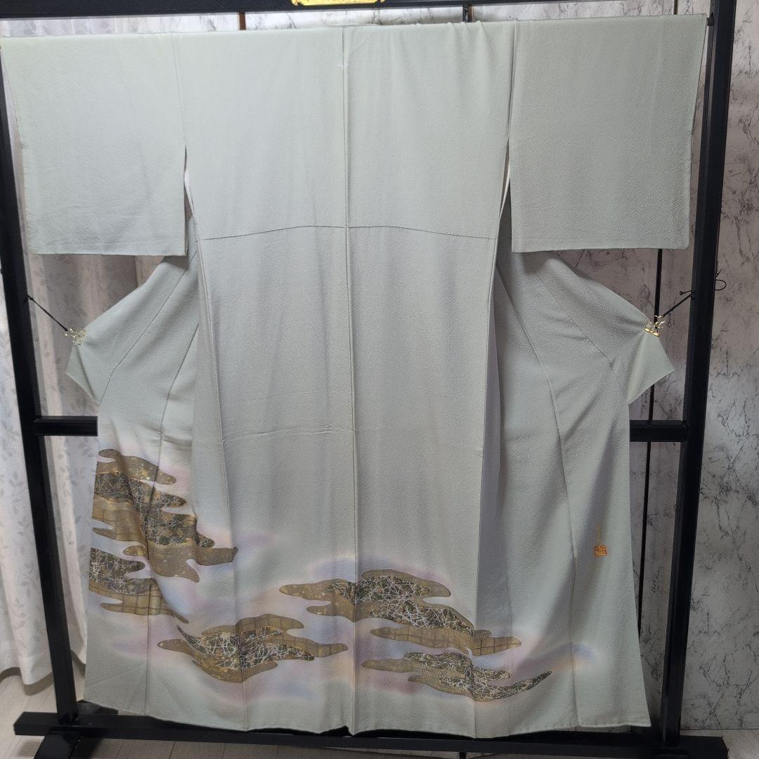 cIoudy 様[坪省平]正絹色留袖京染 本手描友禅本金使用　おしゃれガード落款