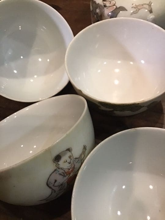 【青海】 古い九谷焼　大正時代　色絵唐人画煎茶器揃え　茶具