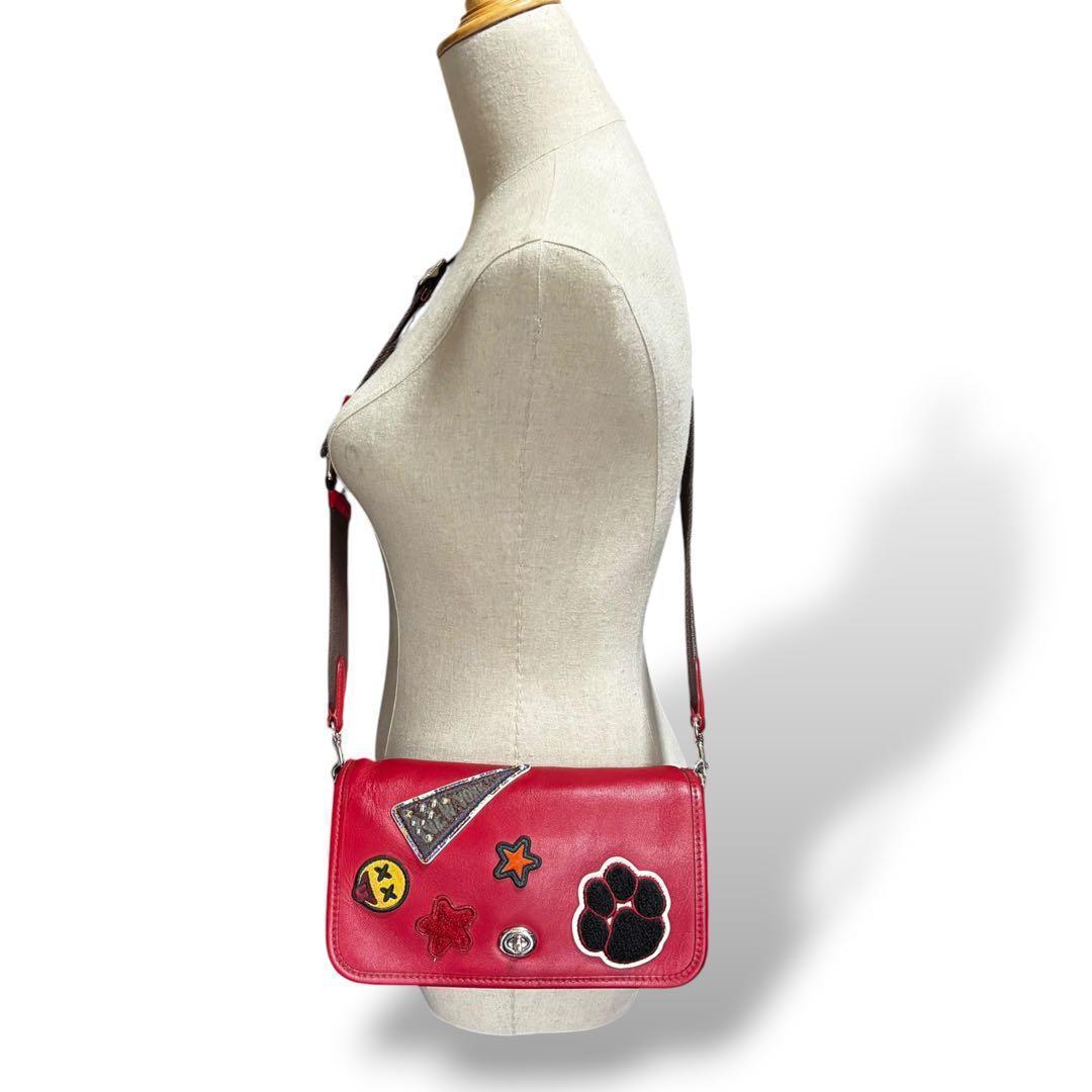 【美品】コーチ ウィズ ペニー ショルダーバッグ カメラバッグ クロスボディ 赤