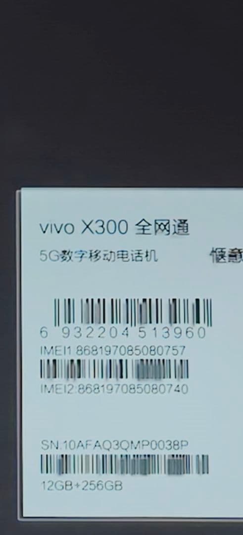 【未使用に近い】Vivo X300 12GB/256GB 大陸版 パープル