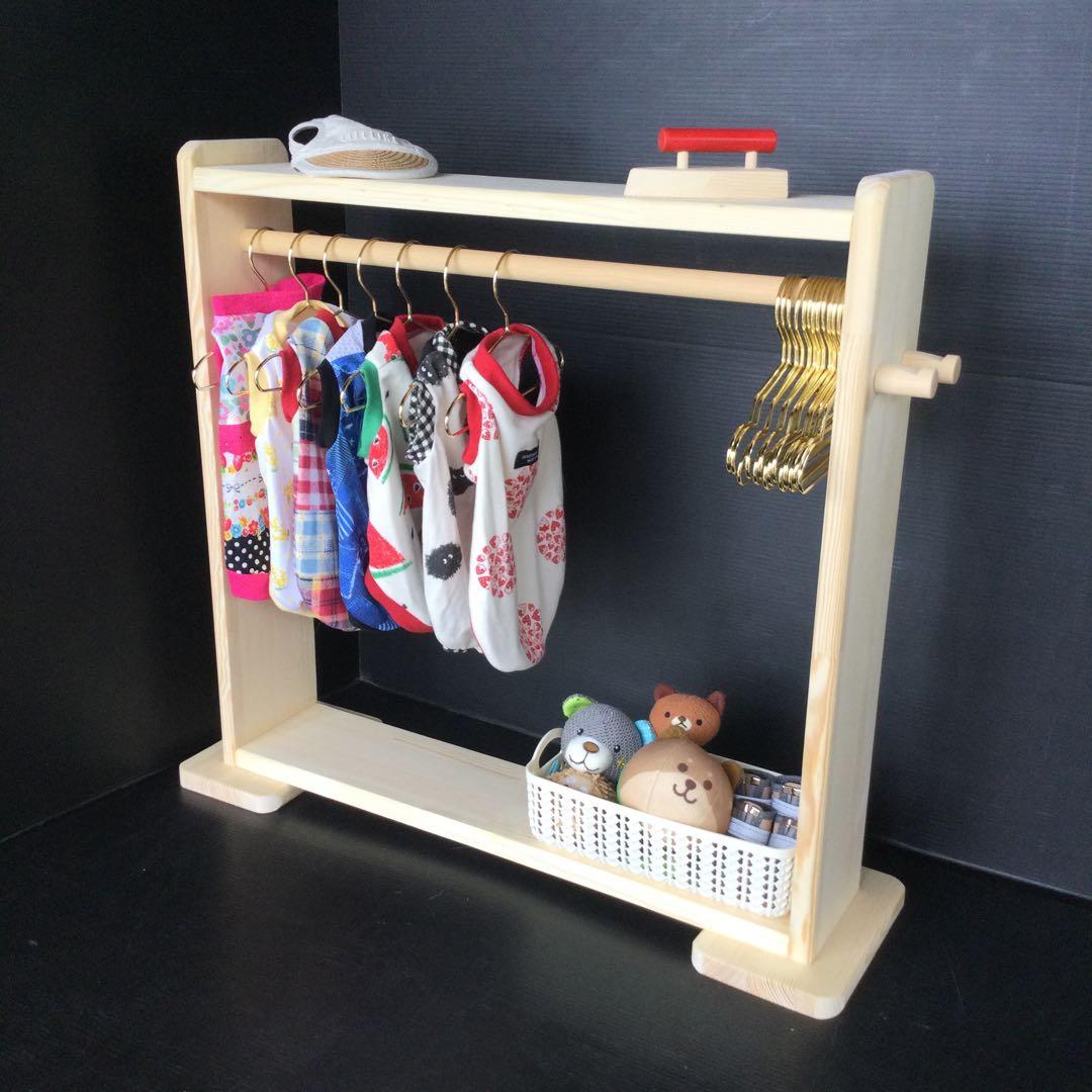 ハンドメイド　ペット、犬服　ハンガーラック　木製　(新品)