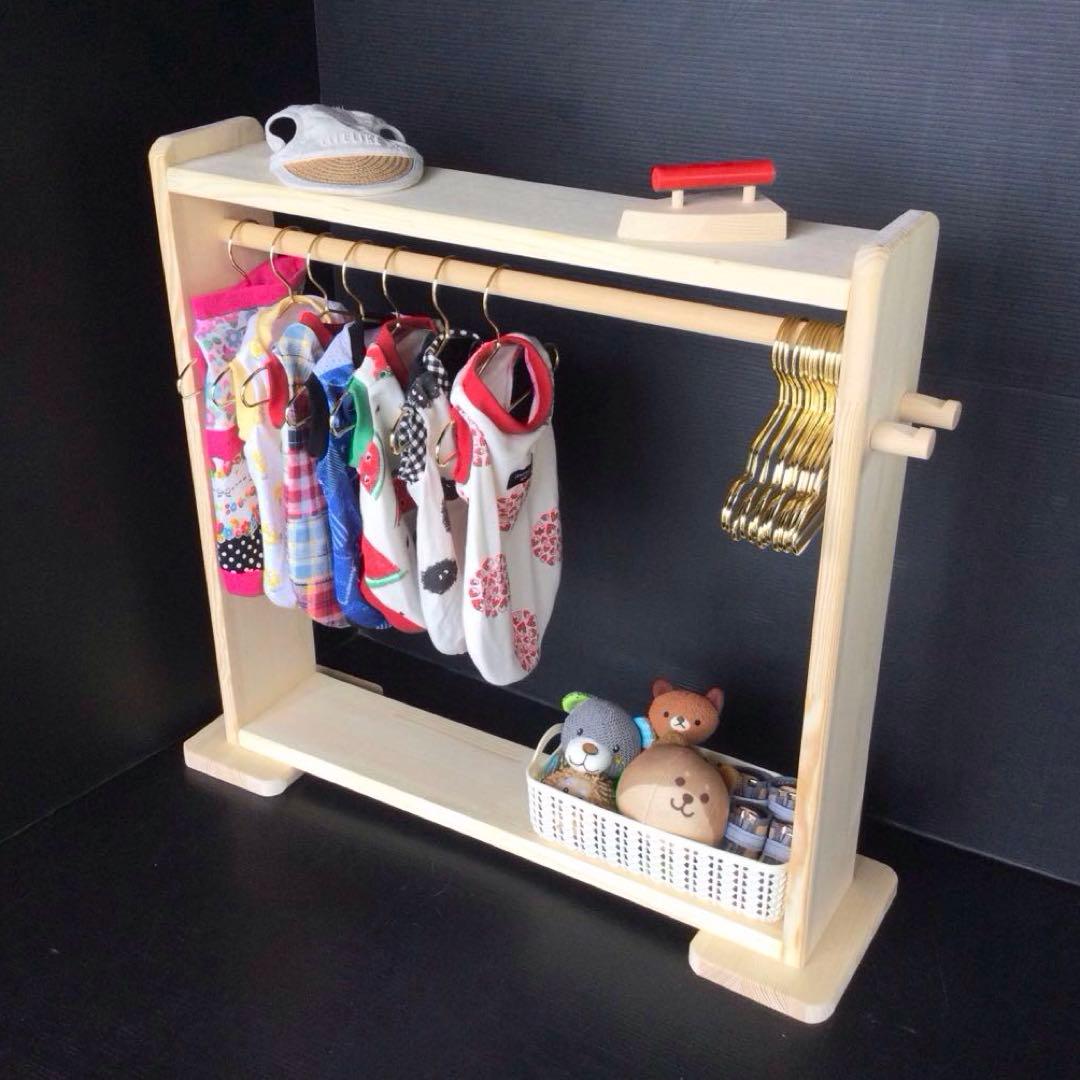ハンドメイド　ペット、犬服　ハンガーラック　木製　(新品)