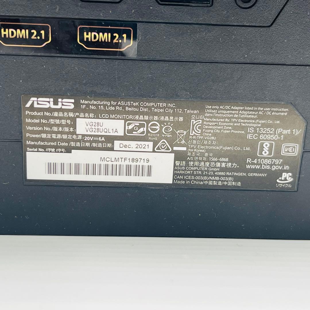 ASUS VG28U モニター　箱付き