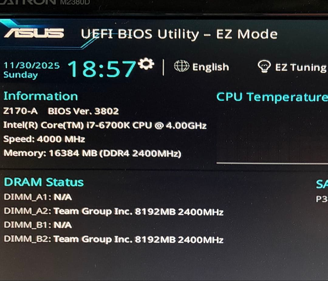 ASUS Z170-A マザーボード DDR4 16GB