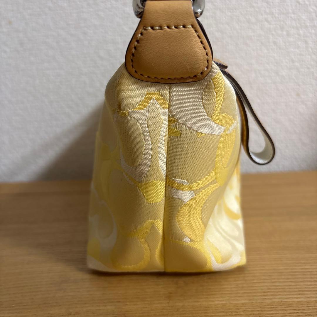 COACH コーチ アクセサリーポーチ　バッグ　シグネチャー イエロー　y2k