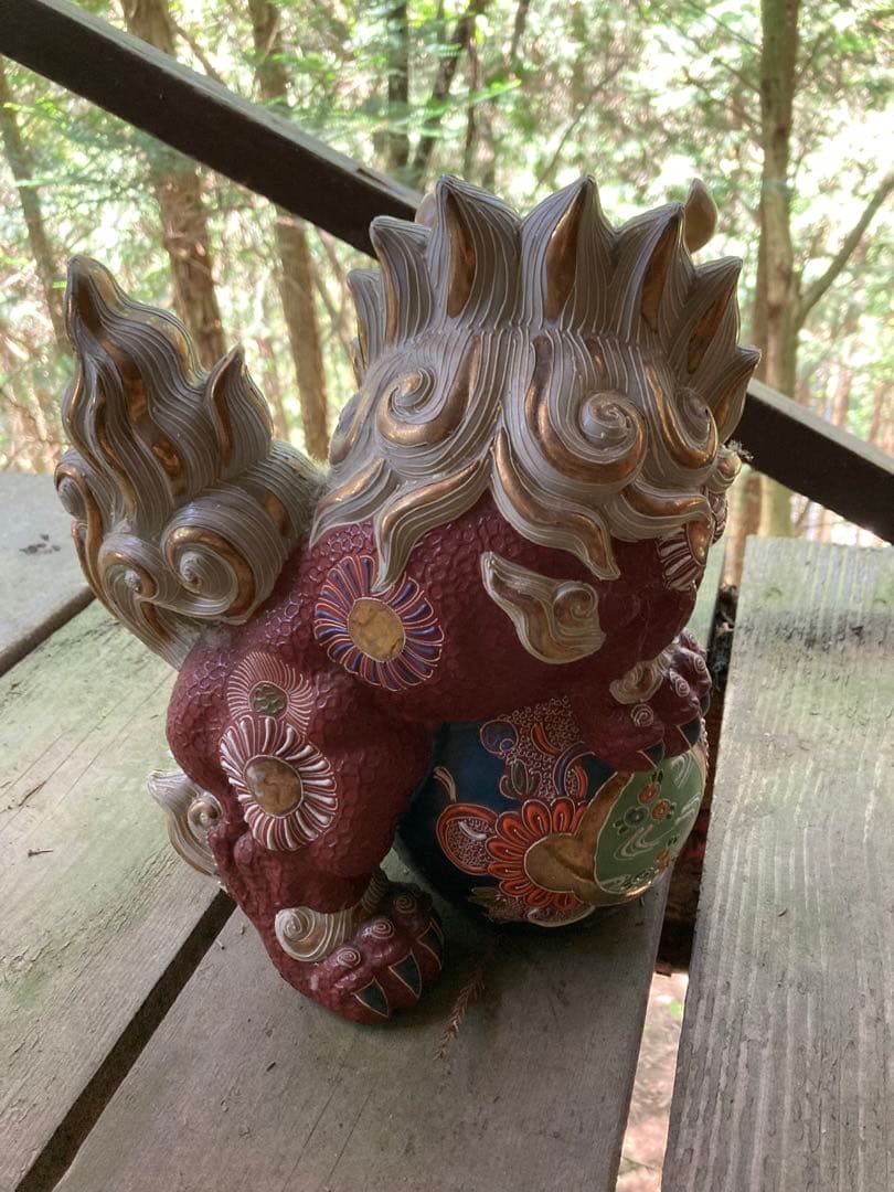 【希少】狛犬　獅子　玉獅子　赤獅子　シーサー　縁起物　魔除け