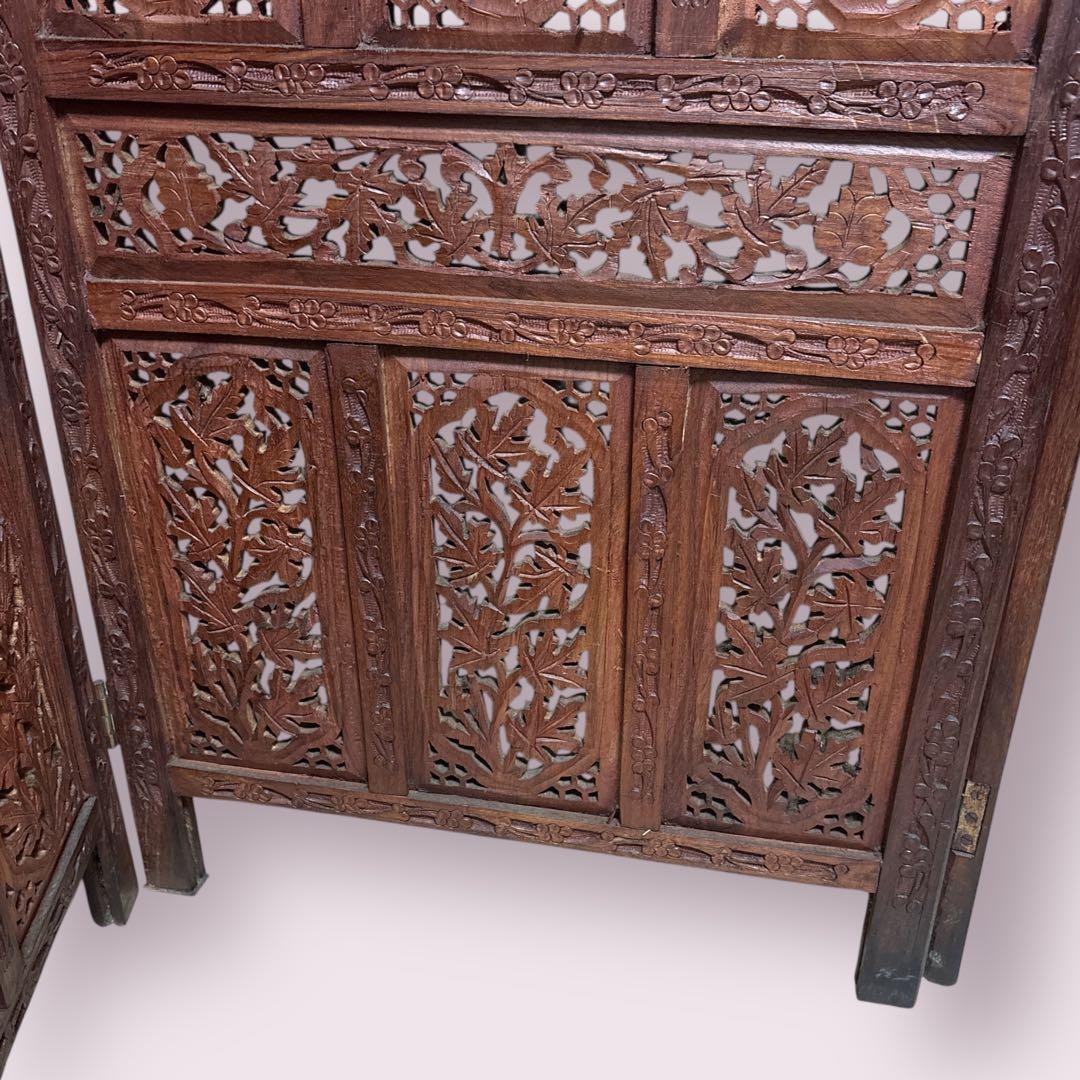 【希少】シーシャムウッド パーテーション 衝立 4連 アンティーク アジアン