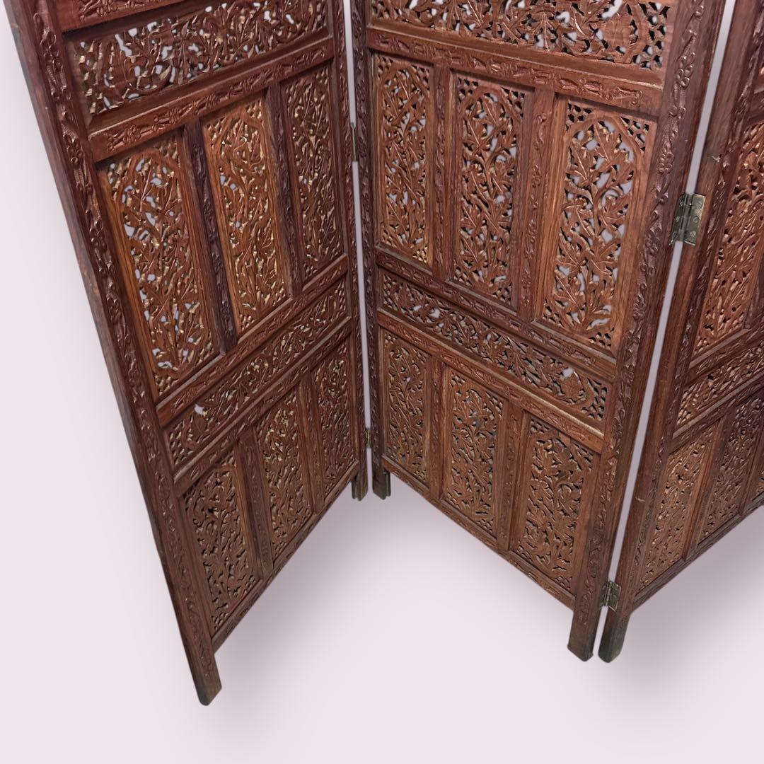 【希少】シーシャムウッド パーテーション 衝立 4連 アンティーク アジアン