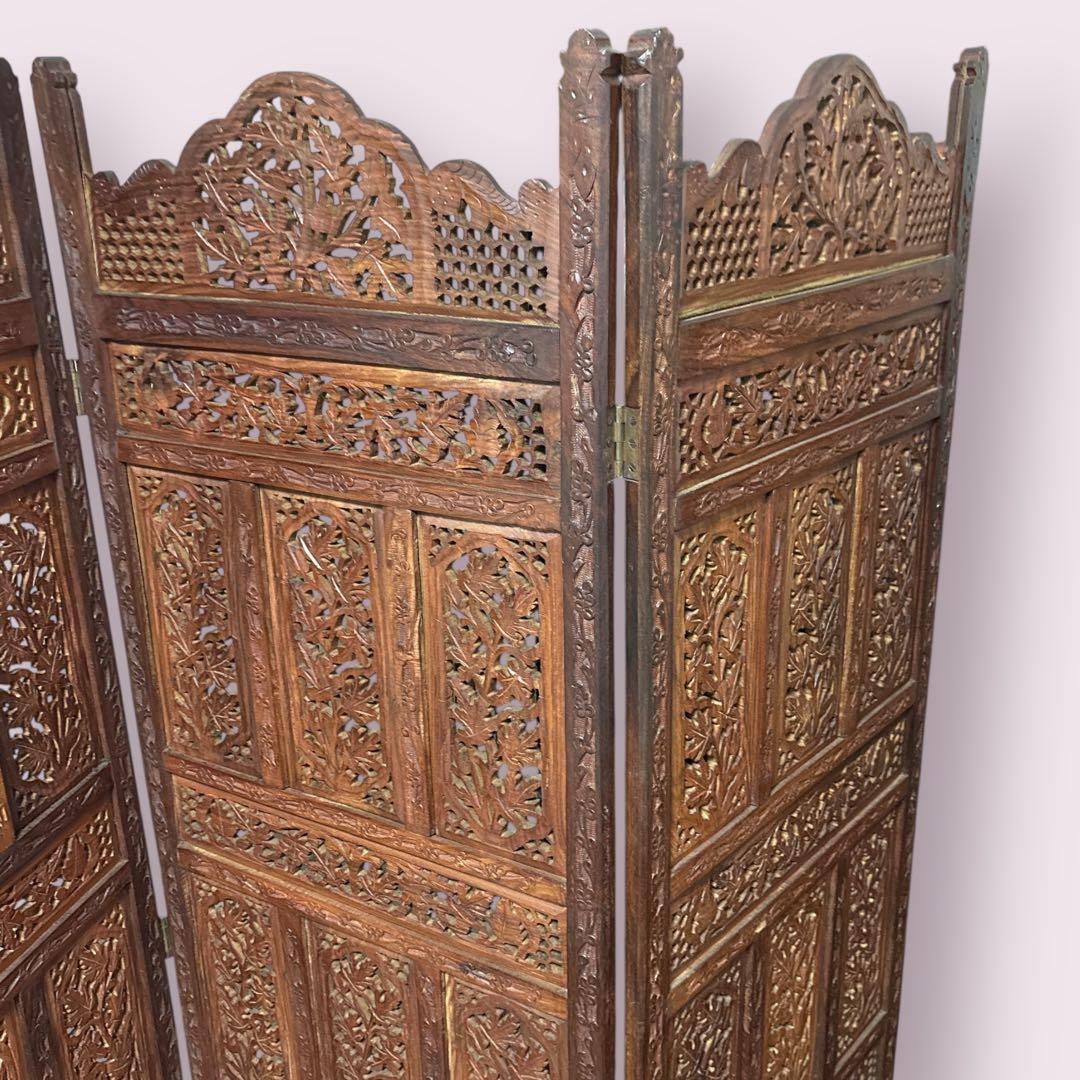 【希少】シーシャムウッド パーテーション 衝立 4連 アンティーク アジアン