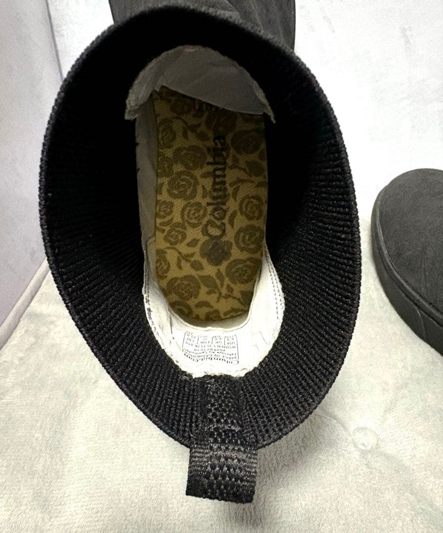 新品23コロンビアマイレージレインショートブーツレインブーツ防水靴ミドル丈黒