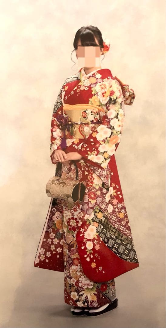 赤色　振袖フルセット　25品目