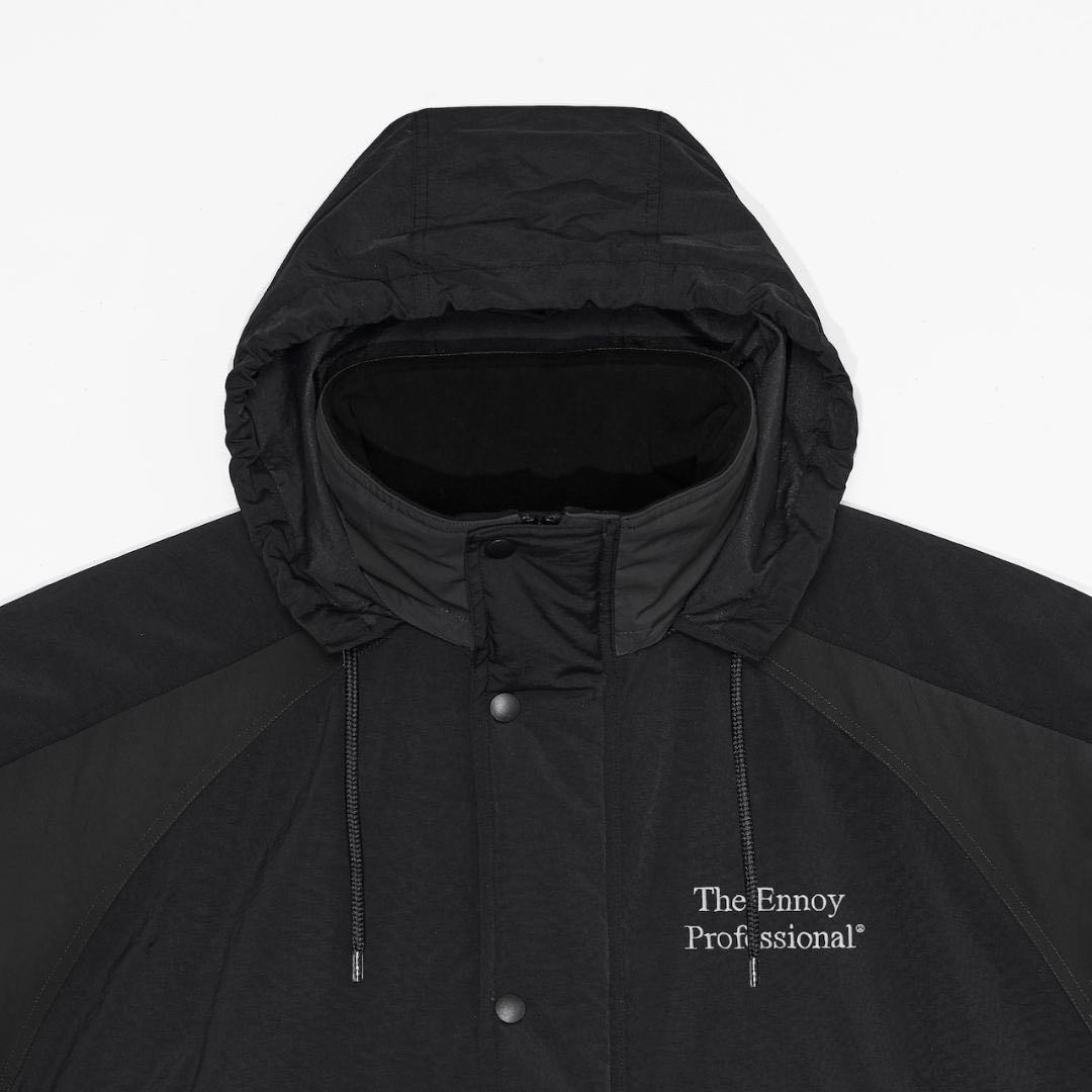 エンノイPADDED NYLON BENCH COAT BLACK/WHITE