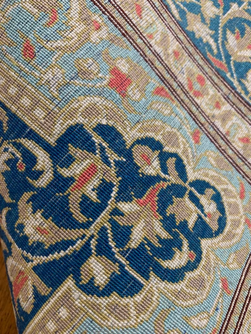 ヴィンテージ　ペルシャ絨毯　クム産　オールド手織り絨毯　シルク