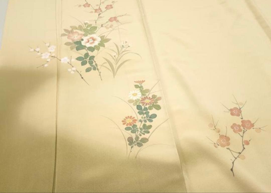 専用　4点フルセット　正絹訪問着　袋帯　帯揚げ　帯締め　手描き