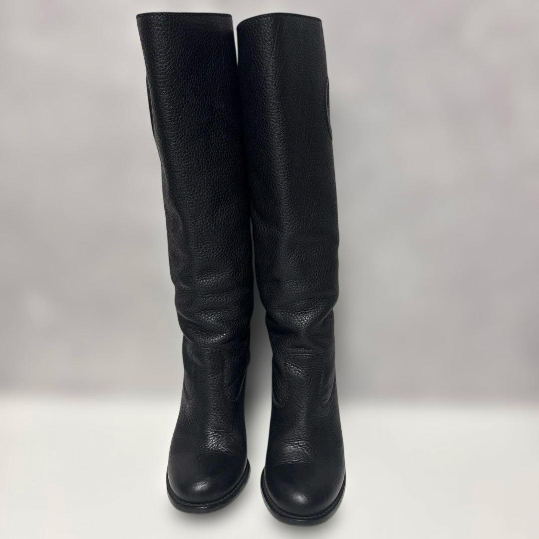 グッチ インターロッキング ロングブーツ 【36】チャンキーヒール ブラック