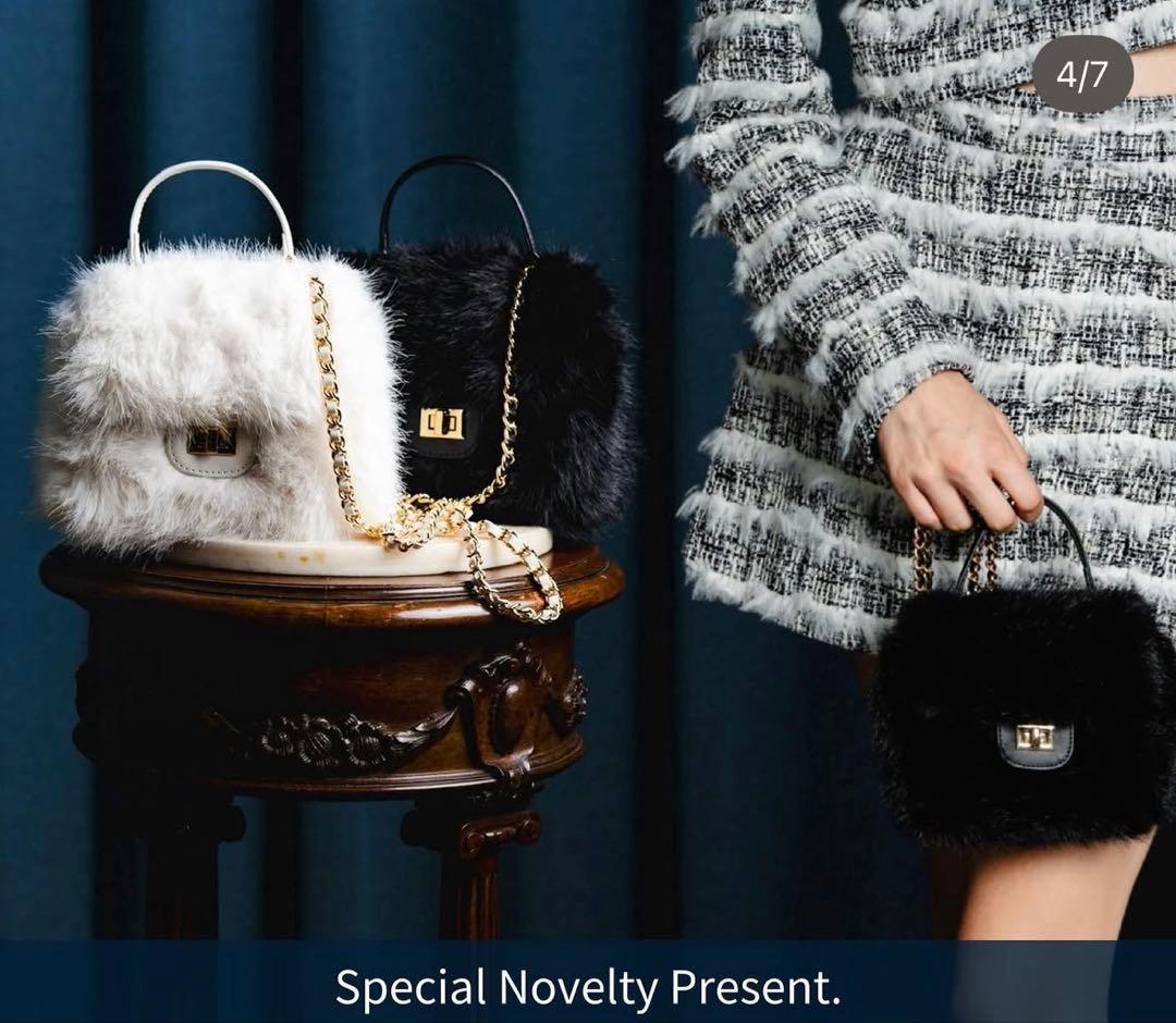 sheller ノベルティ　ファーバッグ　white