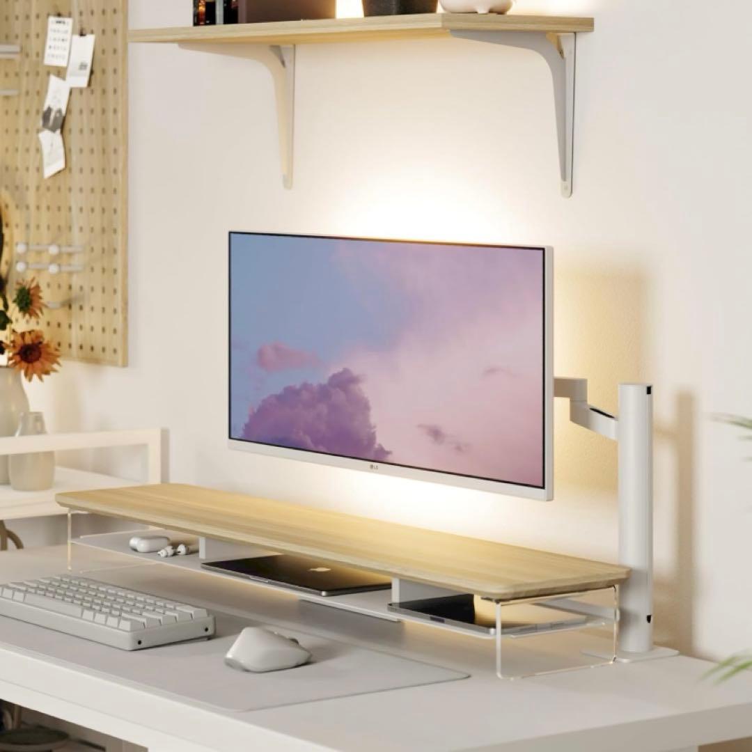 【未使用】Fenge モニター台 108cm 2段 木製天板