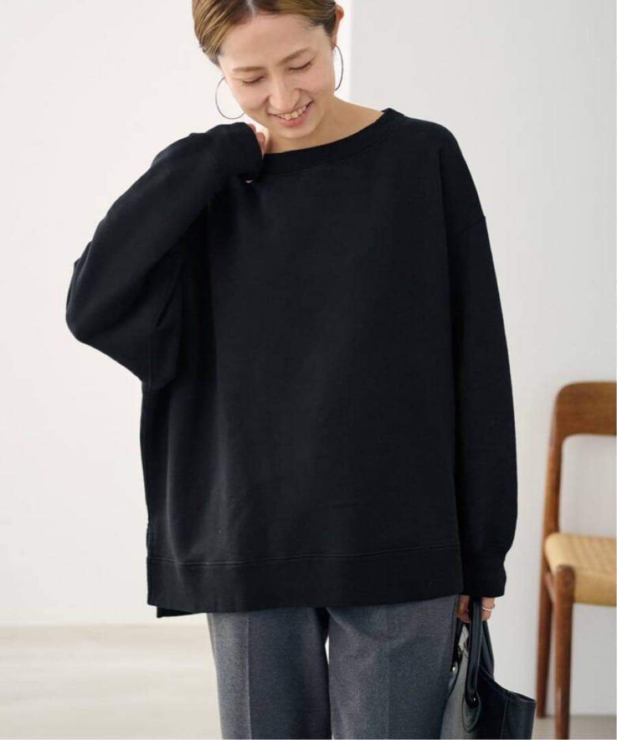 フレームワーク　ボートネックワイドスウェット　スミクロ　FRAMeWORK