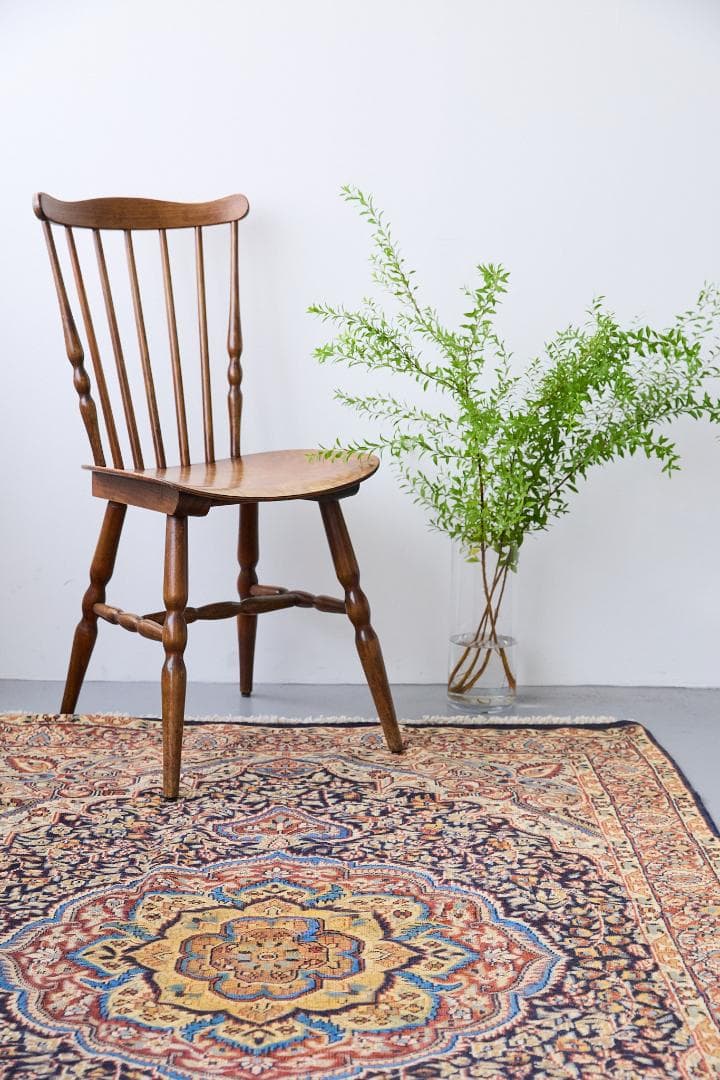 ヴィンテージラグ　ペルシャ絨毯　メダリオン（184×122cm）赤　青　ベージュ