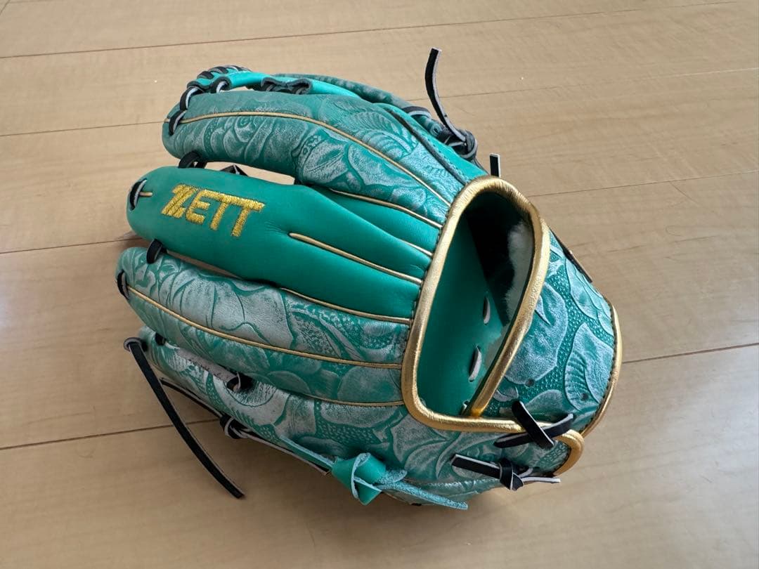 ZETT 軟式グローブ ターコイズ 花柄