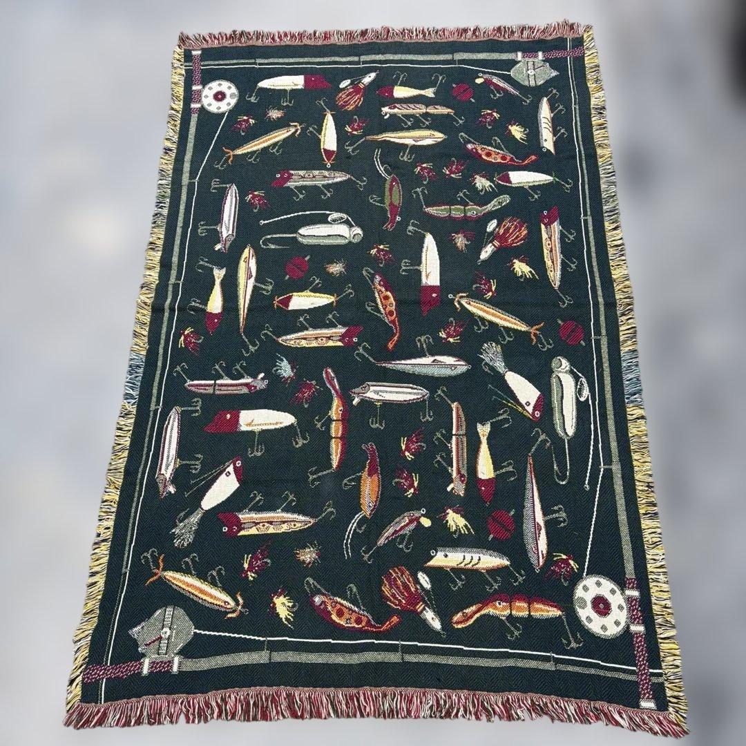 釣り　ルアー　マルチカバー　ソファカバー　ヴィンテージラグ　185x123