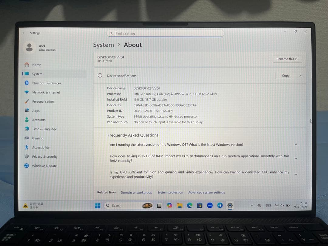 Windowsノート本体 Dell xps 13 9310