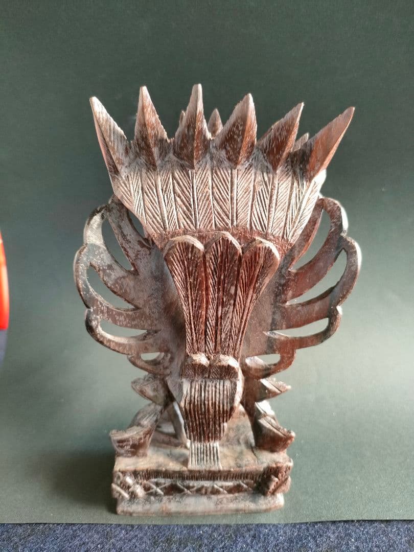 ●【一点物アジアン木彫神像カルラ守護神像バリ島風ハンドカービングヴィンテージ調