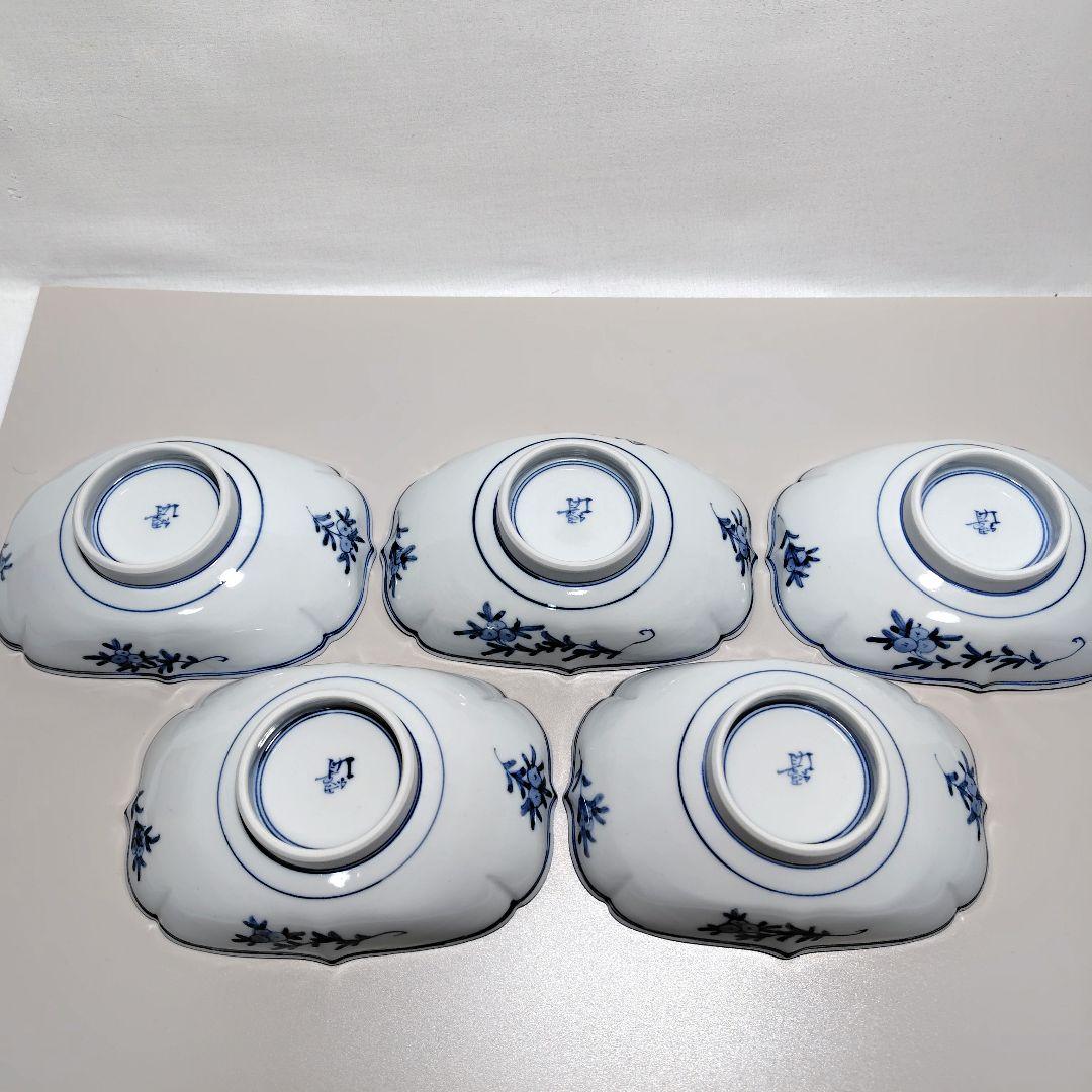 山本長左 唐草 浅鉢揃 九谷焼 桃華唐草 小鉢 5個