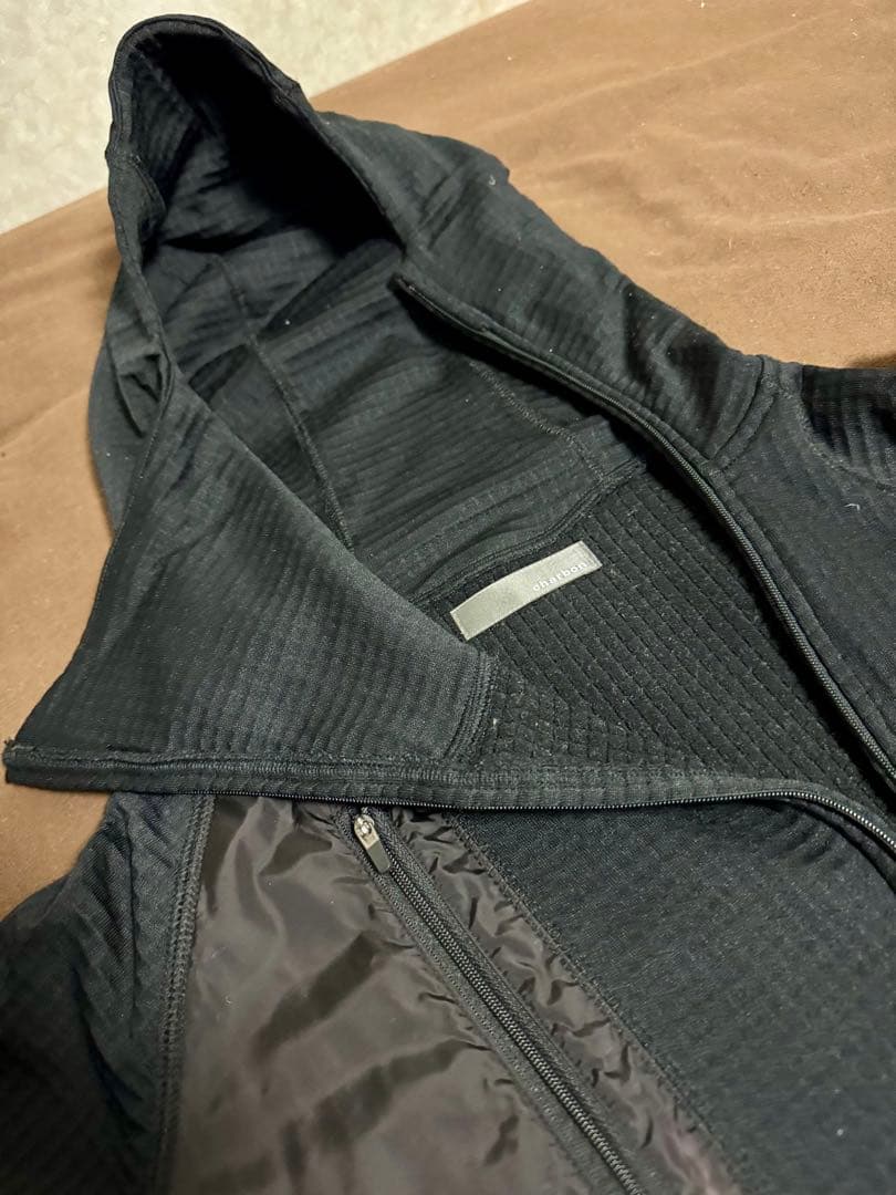 charbon GRID FLEECE HOODIE 黒 L ランニング