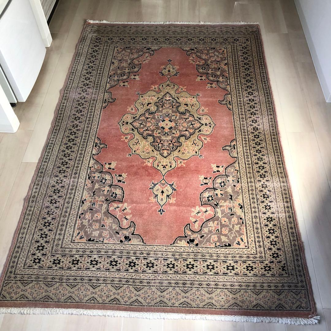 約122cm x 195cm パキスタン トルコ ラグ カーペット ピンク