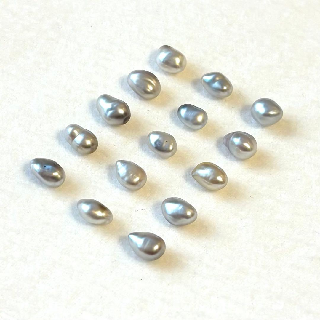 パール　ルース　南洋真珠　黒蝶ケシ　５mm変形　グレー系　15pcs