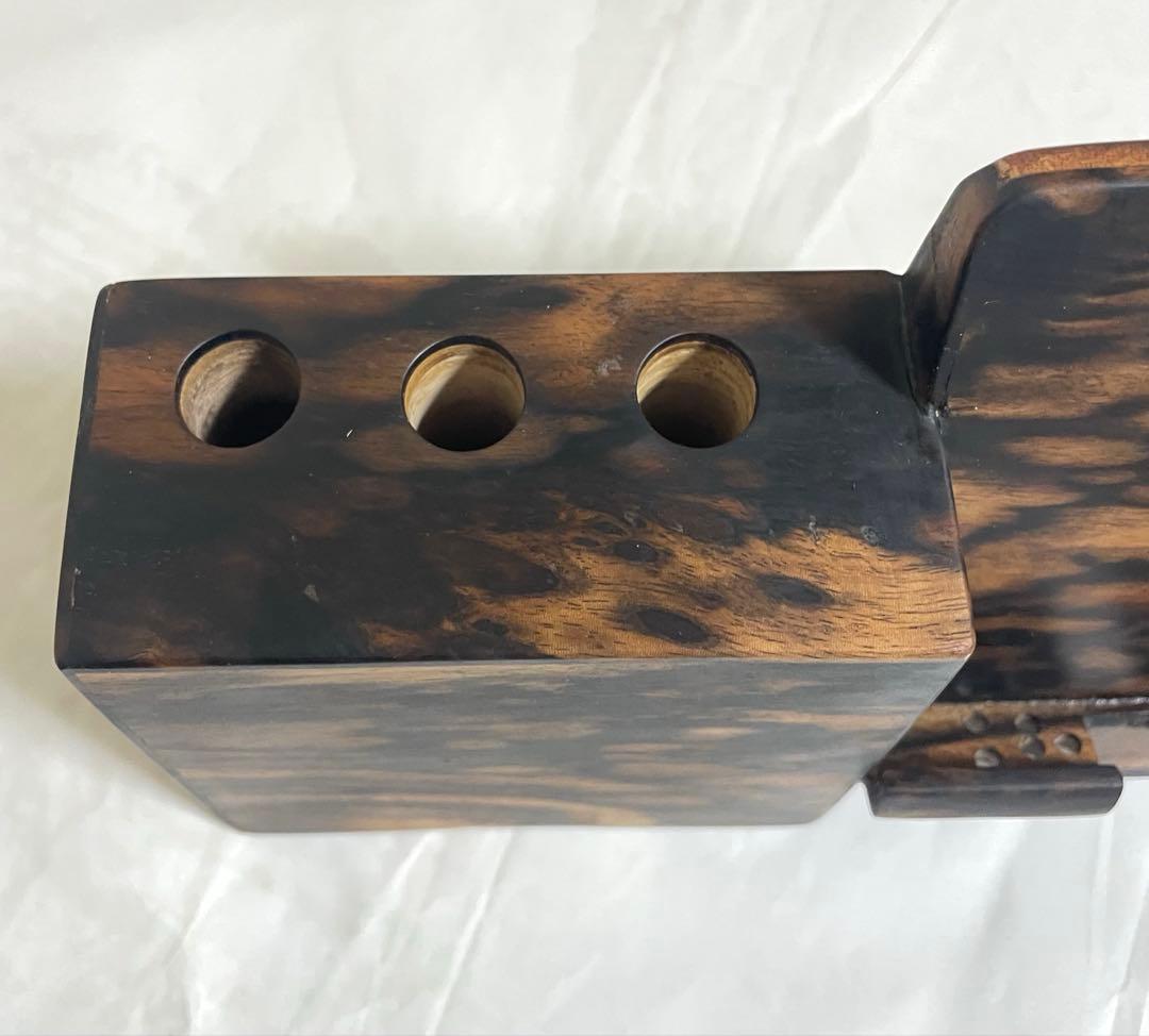 (確認用品) 黒柿一体型ペン立てスマホスタンド