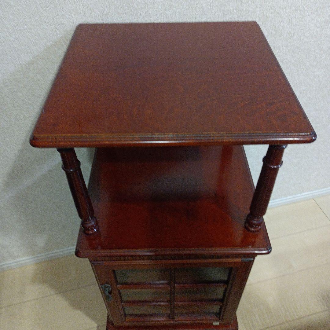 昭和レトロ　アンティーク　木製電話台・ファックス台 2段式 　四国工芸