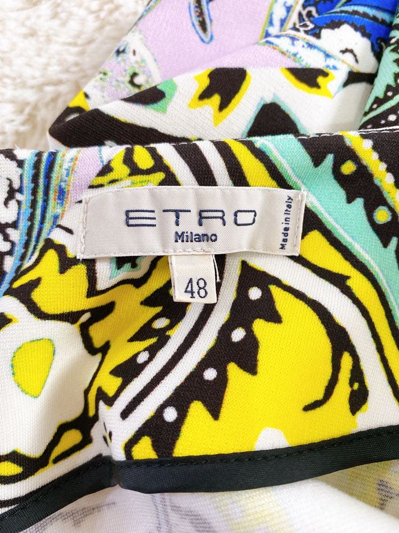 美品 ETRO エトロ 大きいサイズ 総柄 ペイズリー 膝下ワンピース