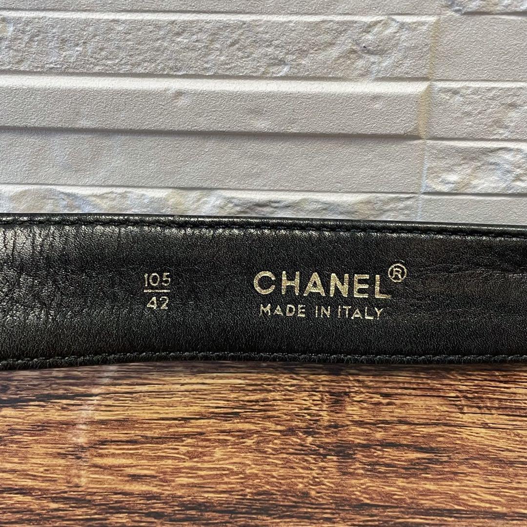 シャネル ビコローレ マトラッセ ココマーク バックル ベルト ブラック.