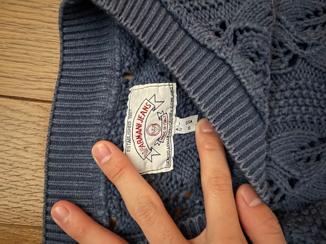 ARMANI ケーブルニットセーター 42/44 ダークブルー