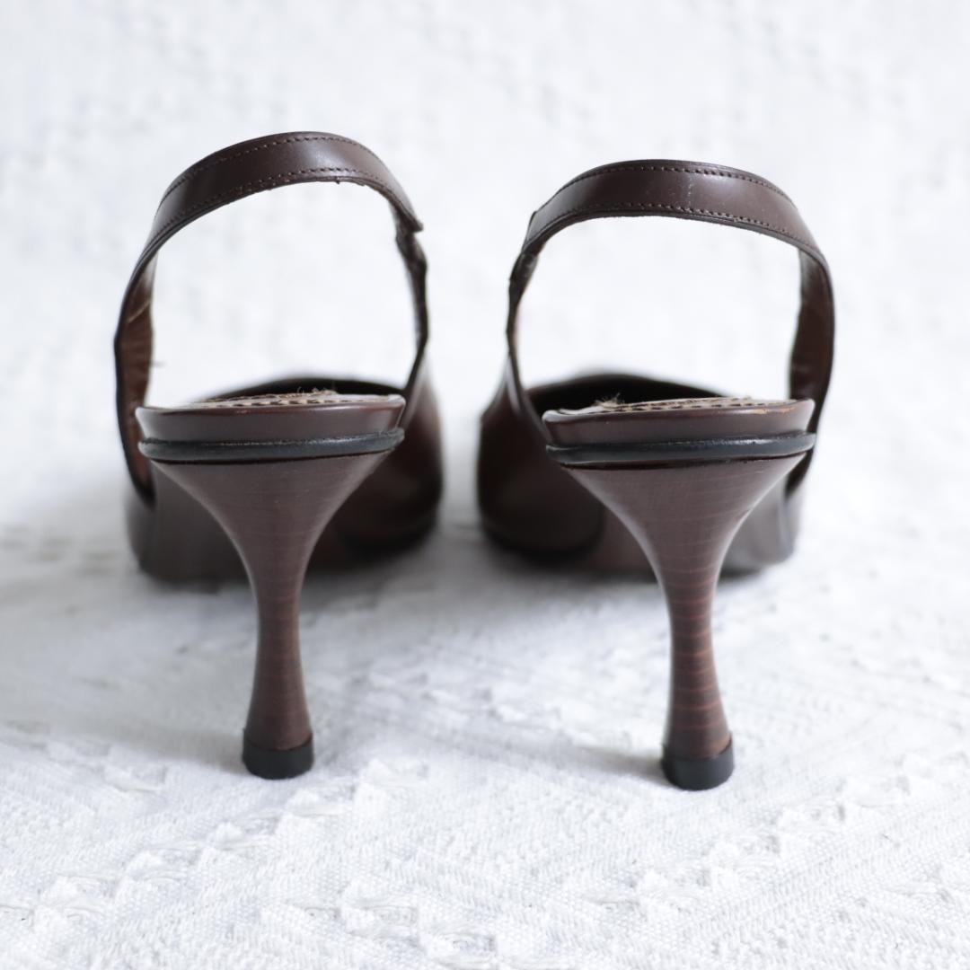 美品！GUCCI　グッチ　ミュール　ハイヒール　ポインテッドトゥ　レザー