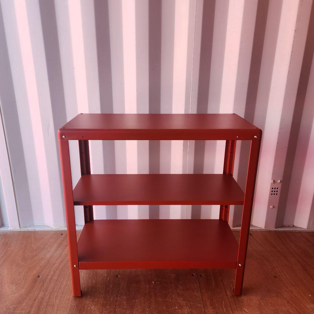 廃盤カラー ikea KOLBJÖRN 赤 スチール製 3段ラック シェルフ