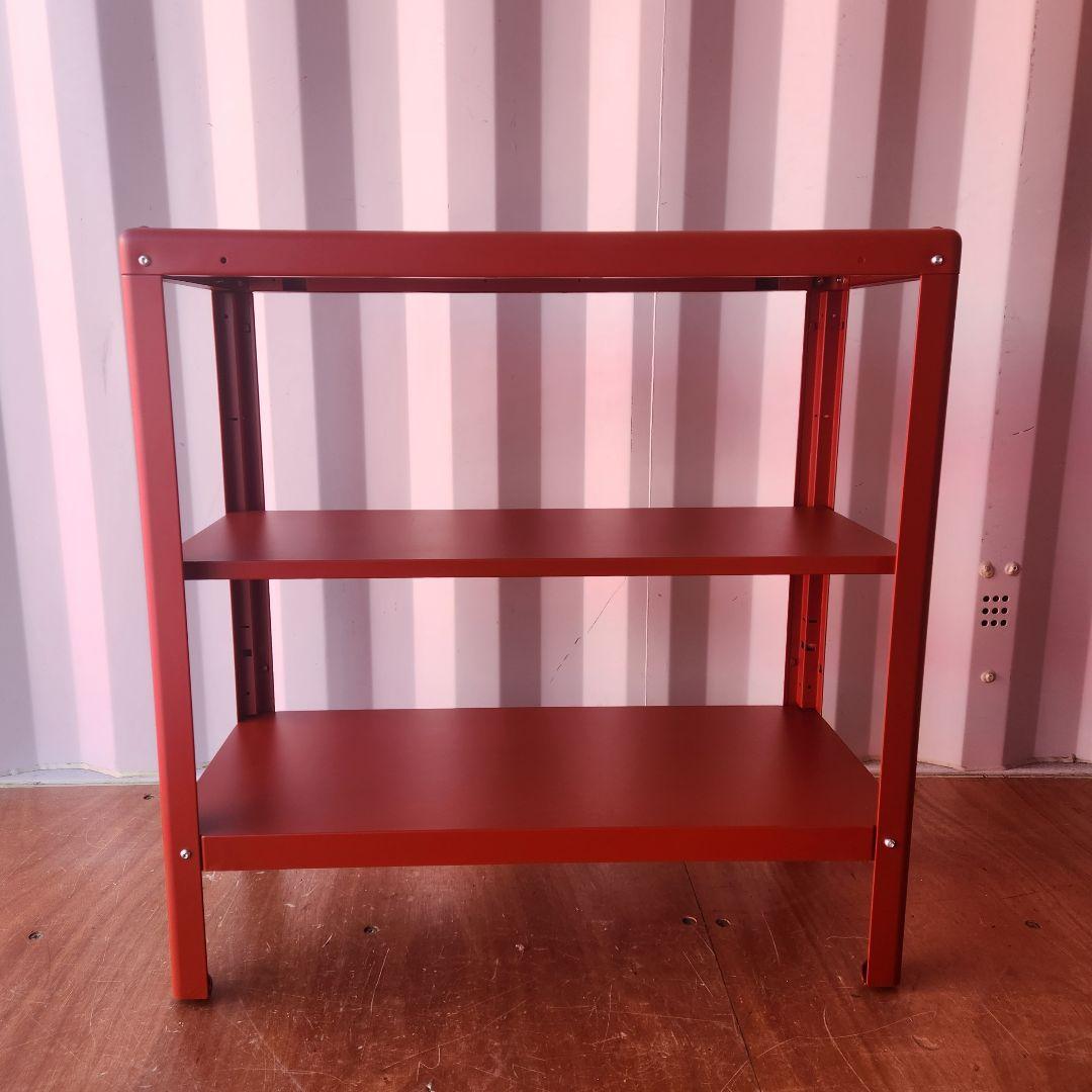 廃盤カラー ikea KOLBJÖRN 赤 スチール製 3段ラック シェルフ