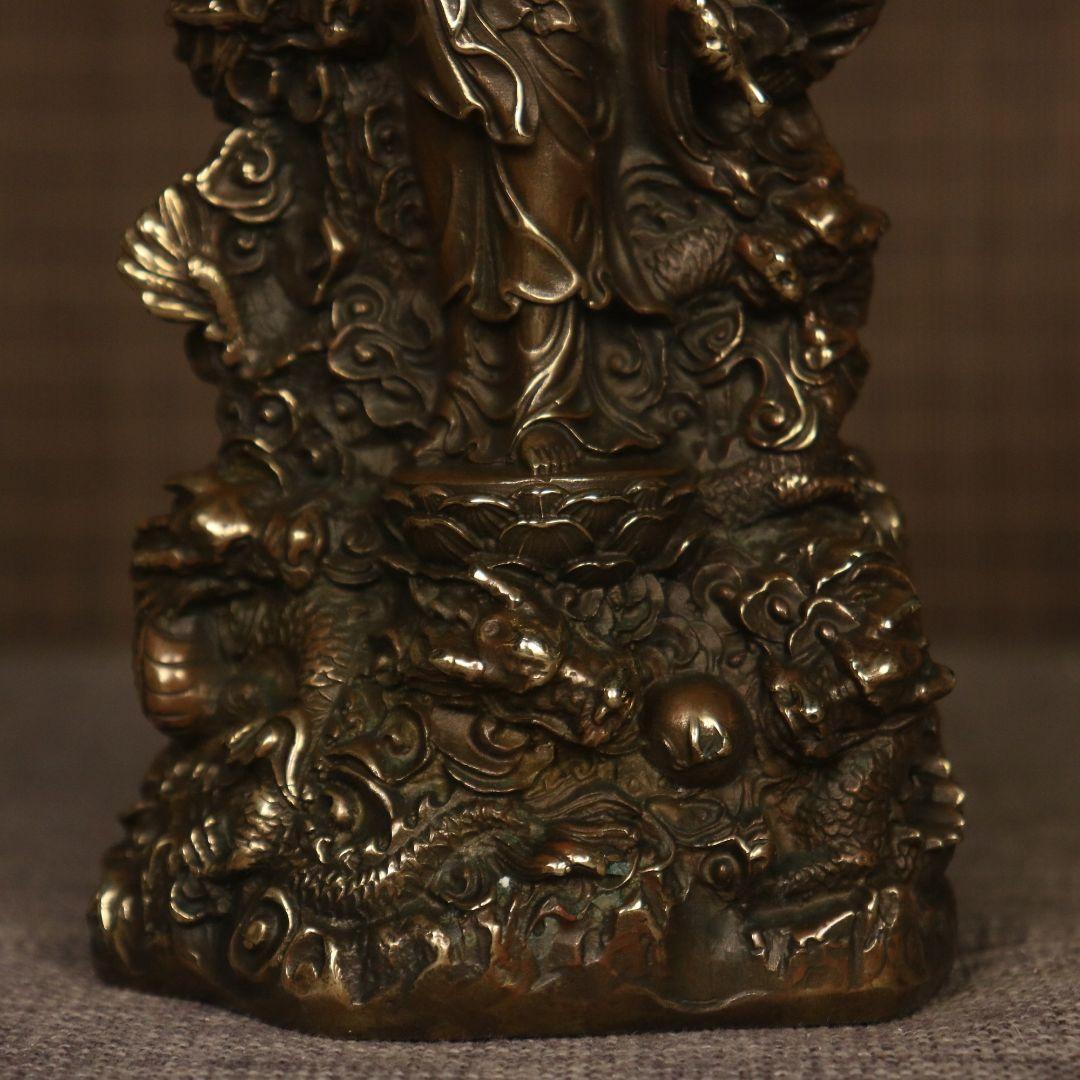 仏教美術 仏像 九龍観音 乗竜観音 銅製 仏像 彫刻 置物 開運 風水