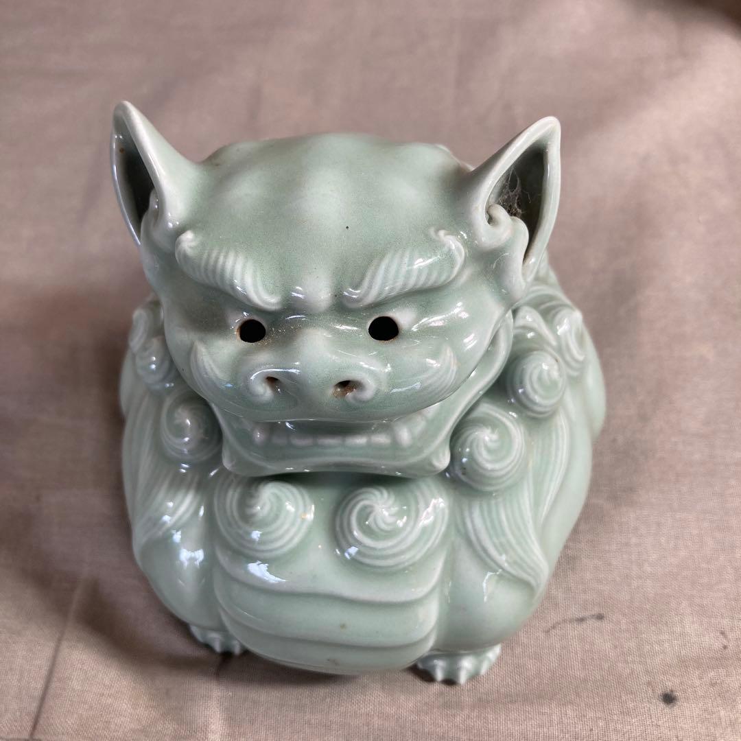 【松本佩山】孤高の陶芸家　日本の名窯　有田年木庵窯　松本佩山作　青磁　獅子形香炉