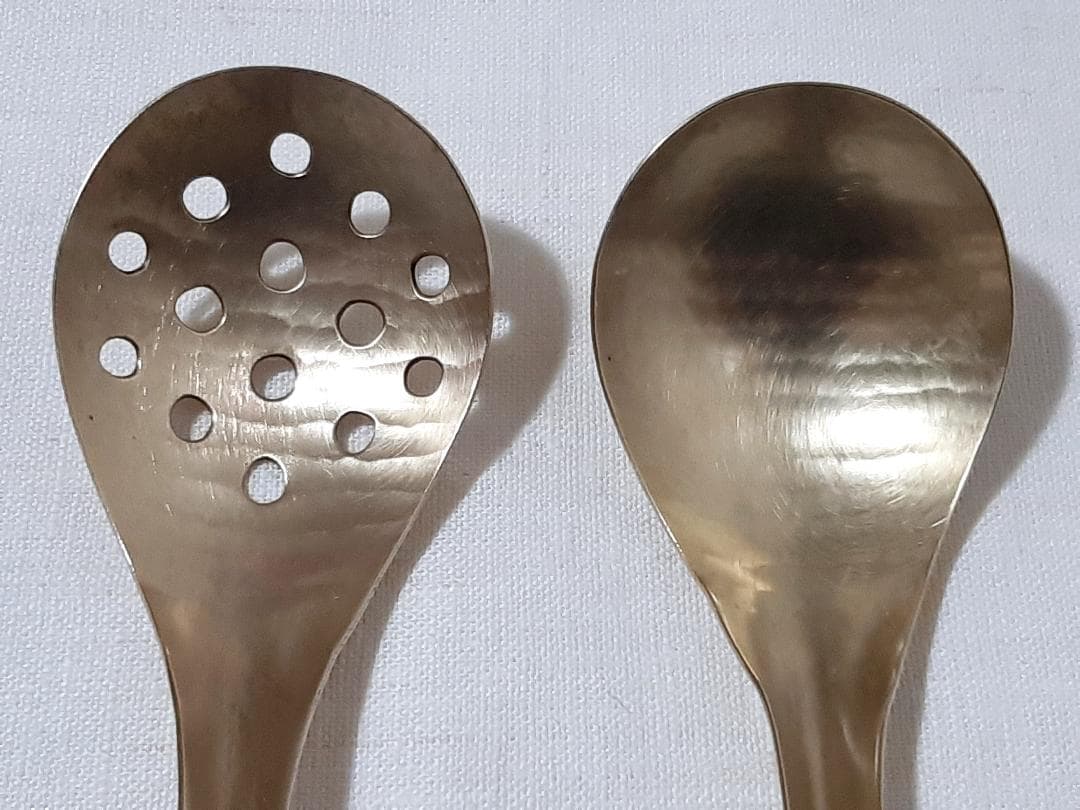 有次 真鍮 共柄チリレンゲ 穴あき 穴なし セット 京都有次 蓮華