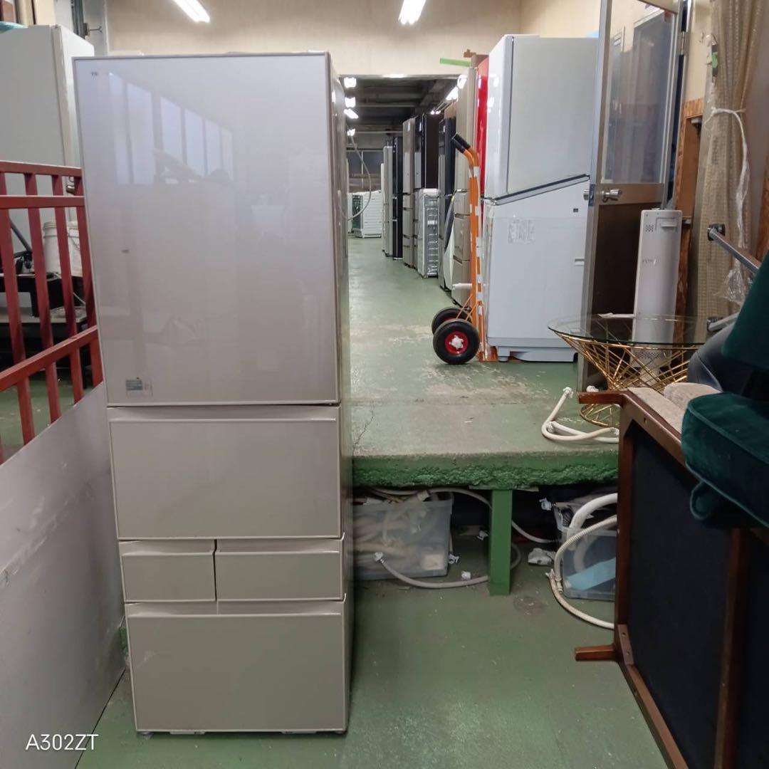 464 東芝　大型冷蔵庫　400L強　小型　家庭用　右開き　自動製氷　5ドア