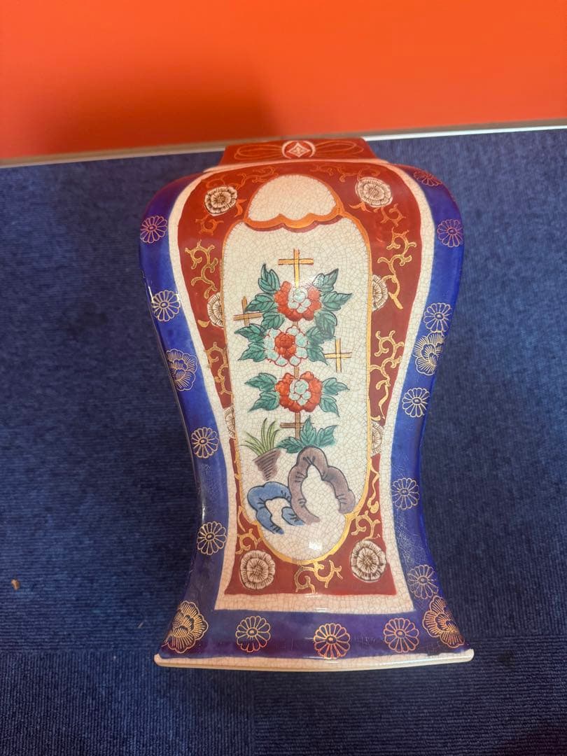 1862 薩摩焼　花鳥図　沈香壺　飾壺　高38cm  時代物