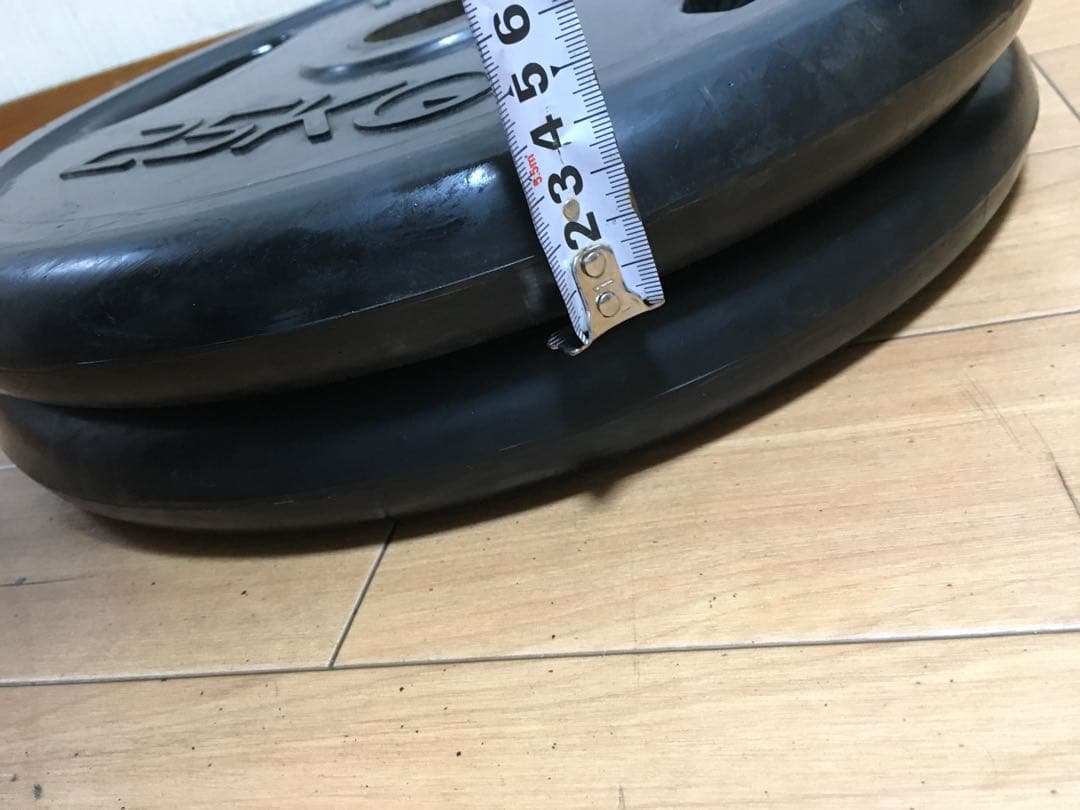 ②HERACLES バーベルプレート 25kg x 1枚穴径50mm(同時購入)