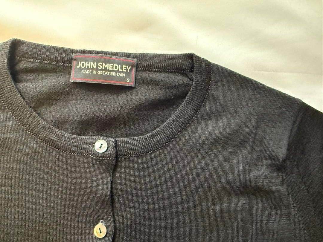 ジョンスメドレー メリノウール アンサンブル 黒 S カーディガン、ニット