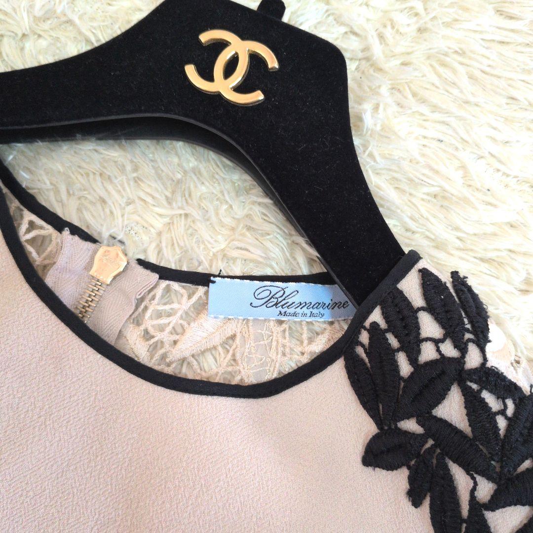 イタリア製★Blumarine　ノースリーブワンピース　リーフ刺繍　ひざ丈